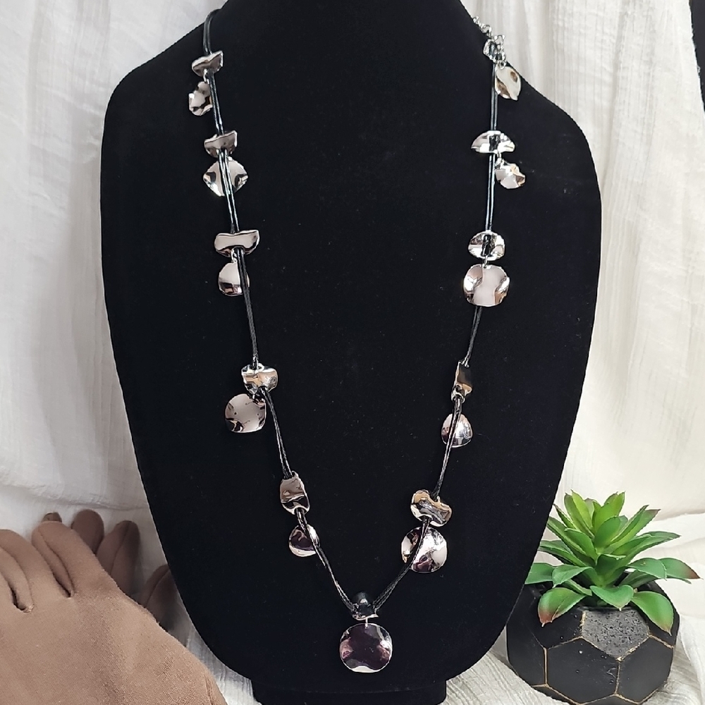 Chico's Black and Silver Women's Necklace 36" +5" Ext